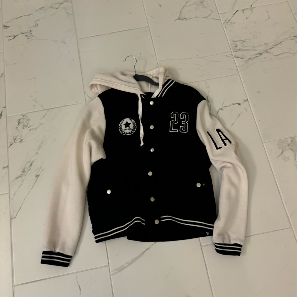Varsity Black and white button up
